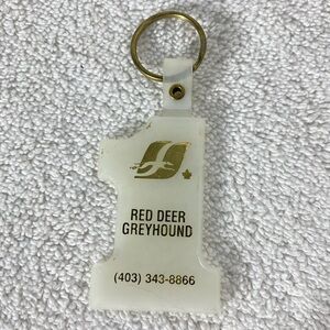 Vintage Greyhound Red Deer Greyhound Bus Station #1 Plastic Keychain